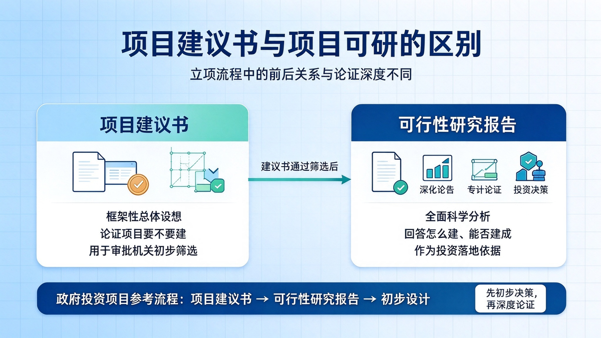 石家庄项目建议书与可行性研究报告区别对比示意图 石家庄项目建议书与可行性研究报告区别对比示意图